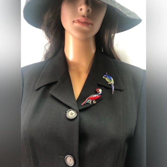 Vintage bright enamelled parrot brooches - Picture 2 of 7